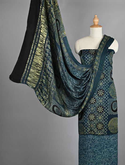 Heritage Hand Block Modal Silk Suit Set