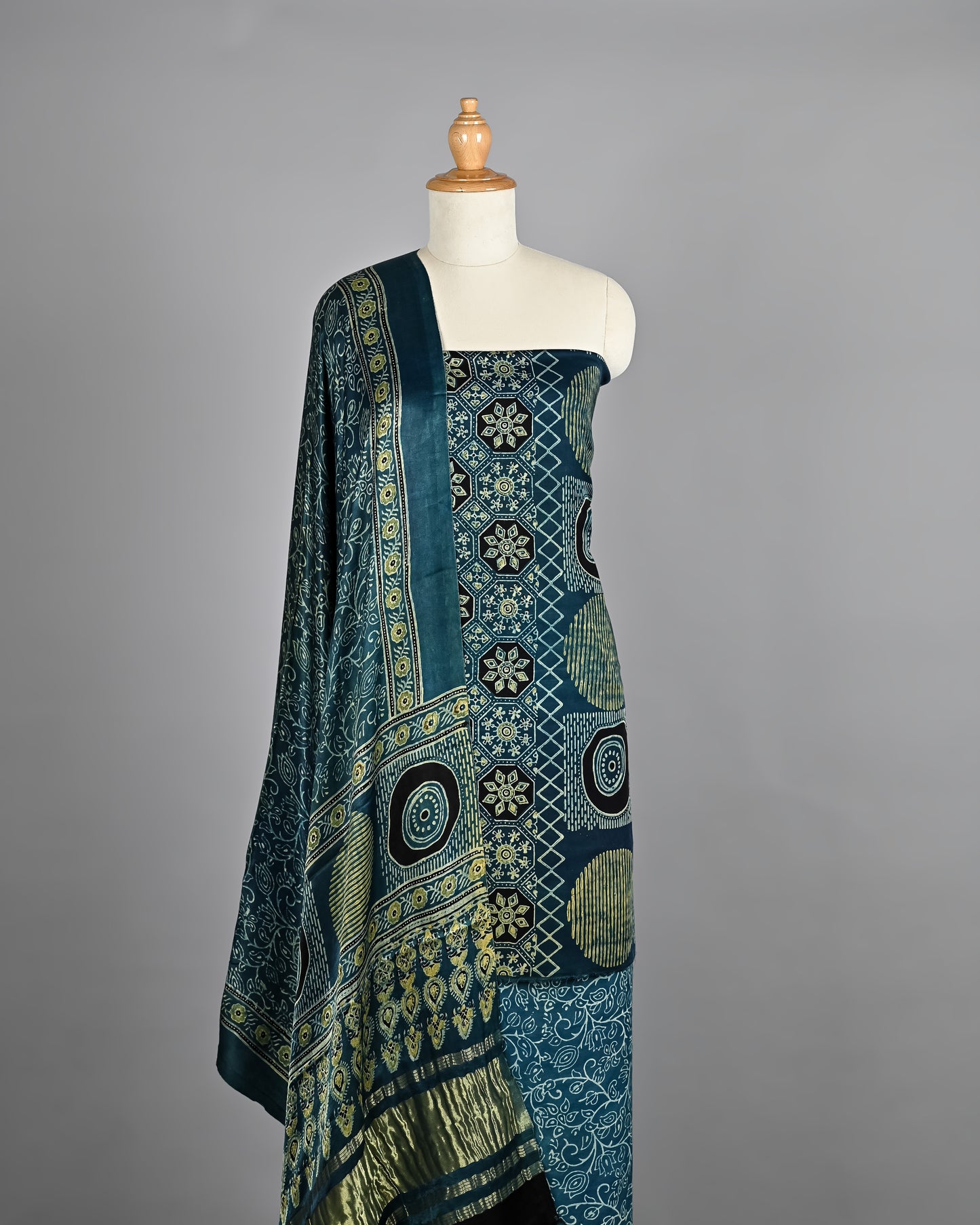 Heritage Hand Block Modal Silk Suit Set