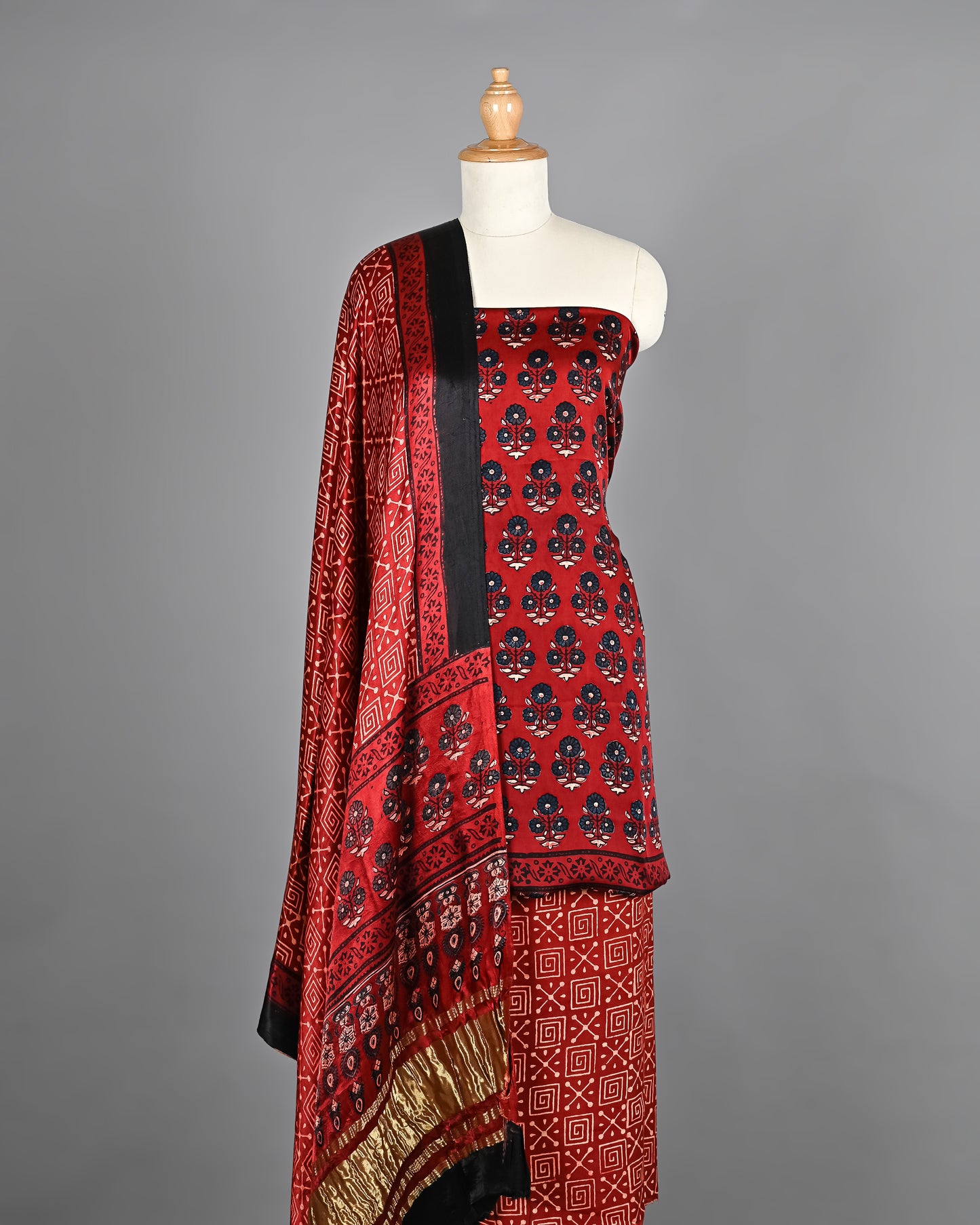 Pure Modal Silk Ajrakh Printed Suit