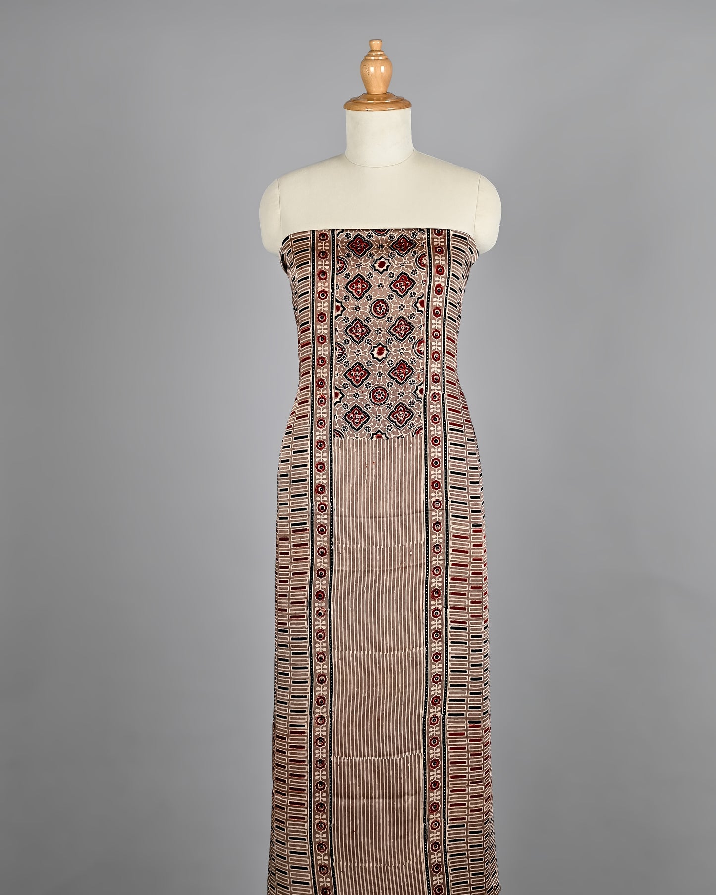 Designer Ajrakh Hand Block Modal Silk Suit