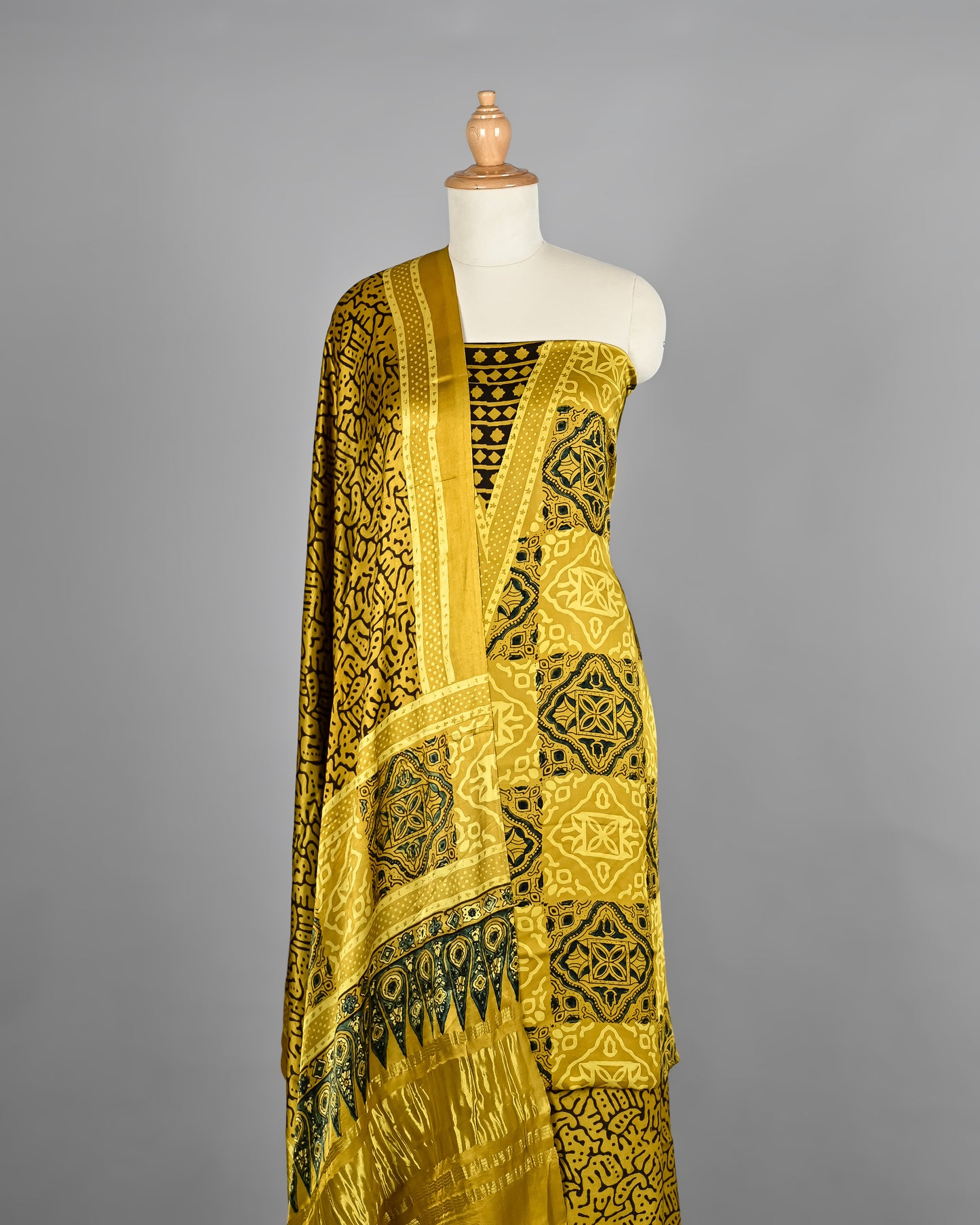 Handcrafted Ajrakh Modal Silk Salwar Suit