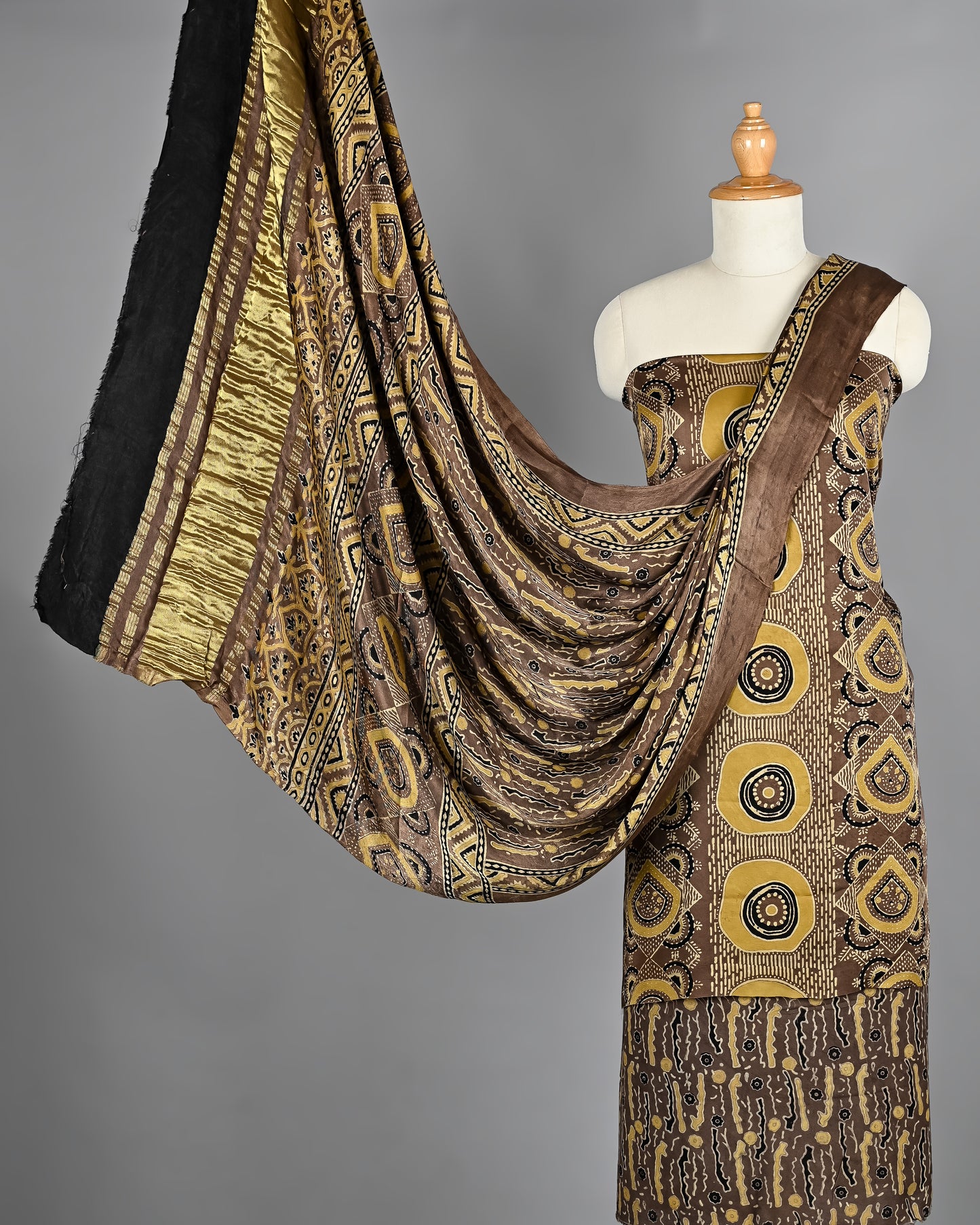 Soft Modal Silk Hand Block Printed Suit