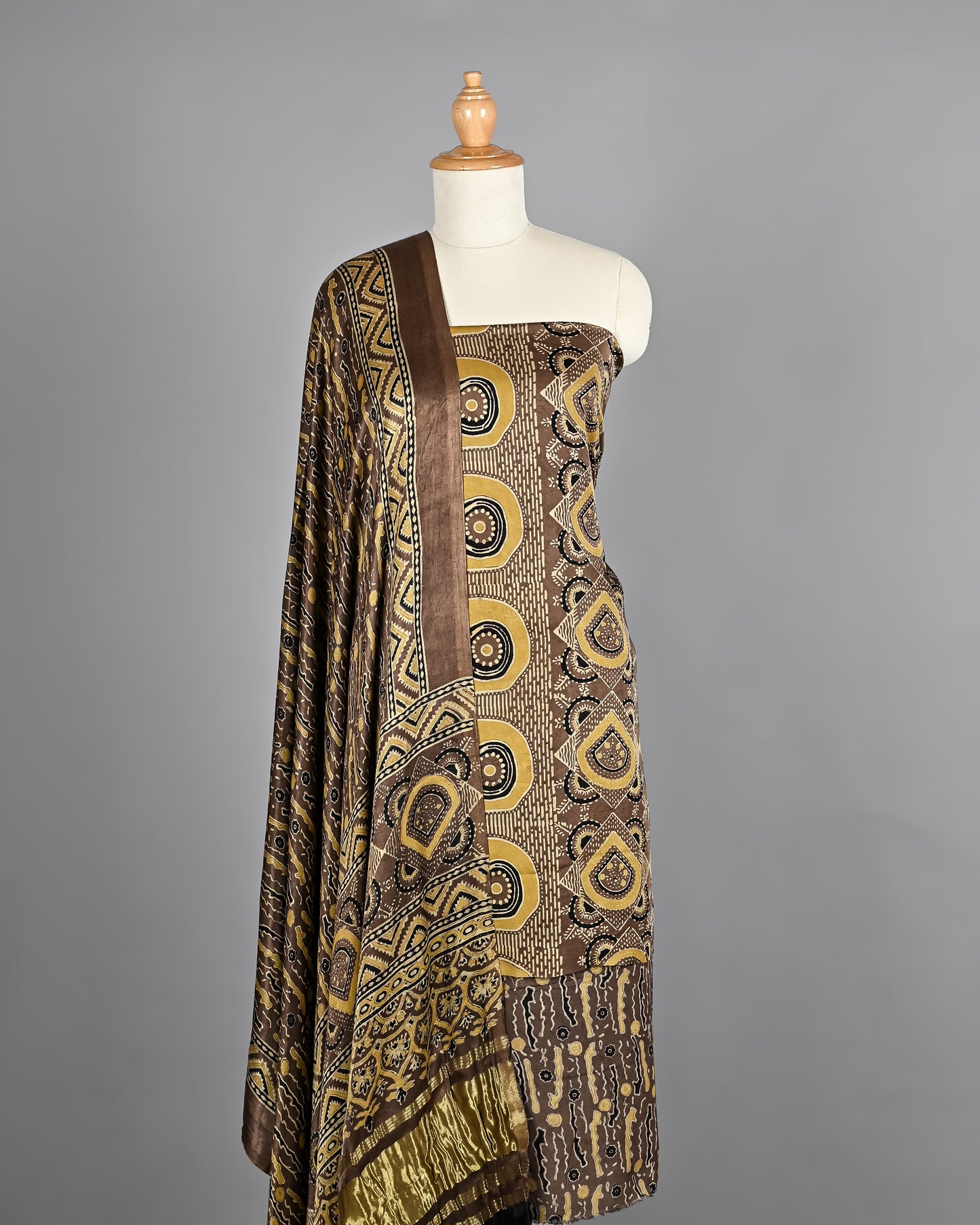 Soft Modal Silk Hand Block Printed Suit