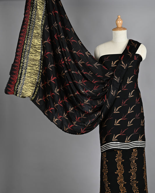 Black Golden Pure Modal Silk Suit