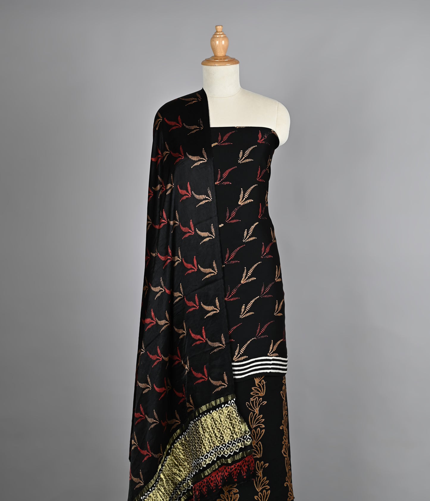 Black Golden Pure Modal Silk Suit