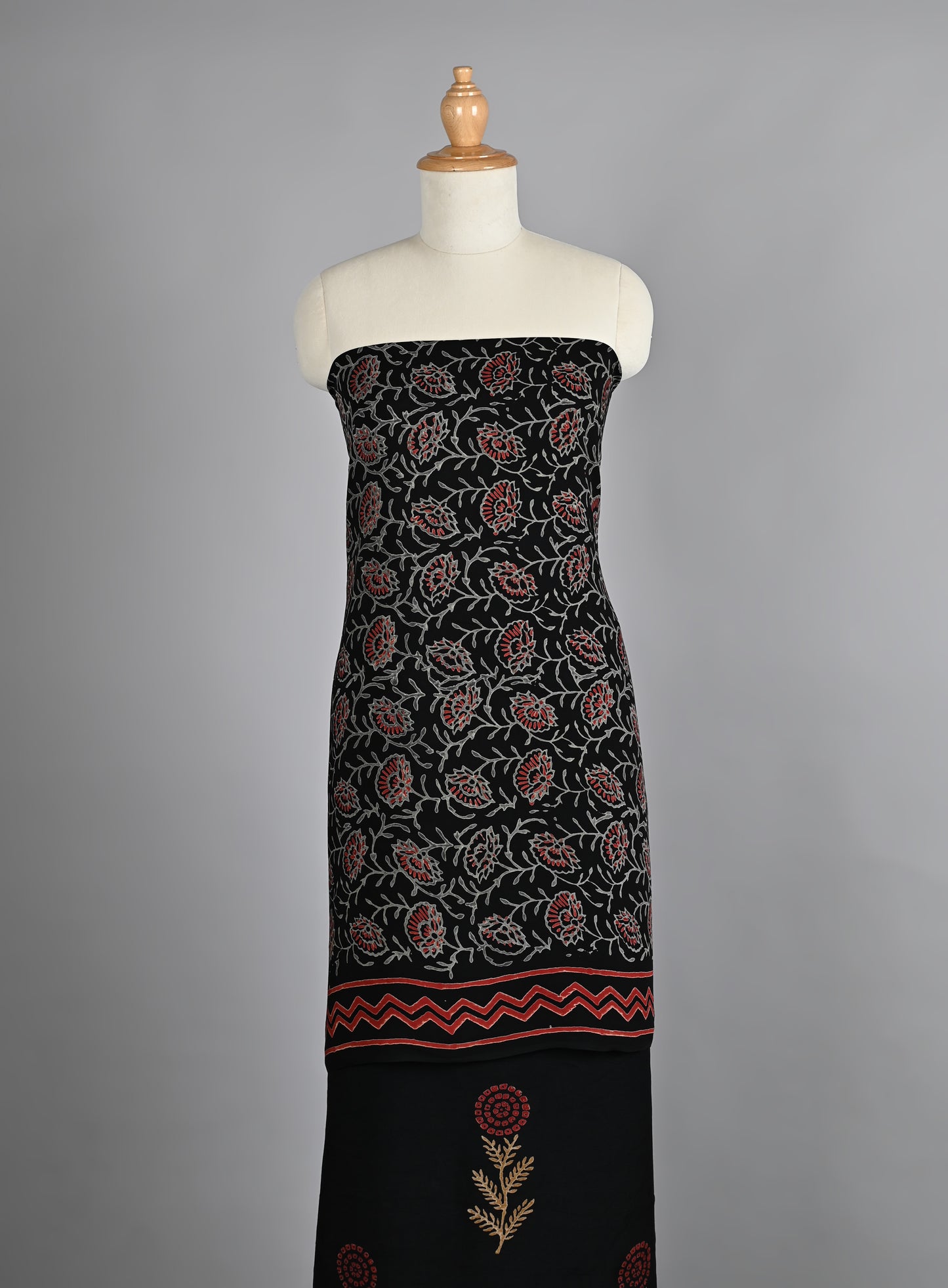 White Red Black Modal Silk Dress Material