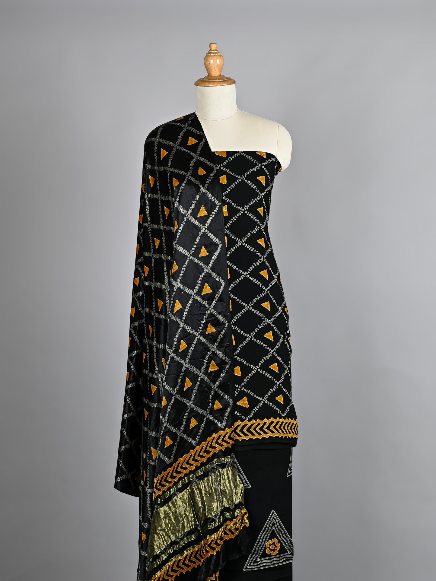 Golden Yellow Black Pure Modal Silk Suit