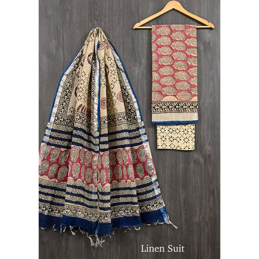 Block printed Linen Suit