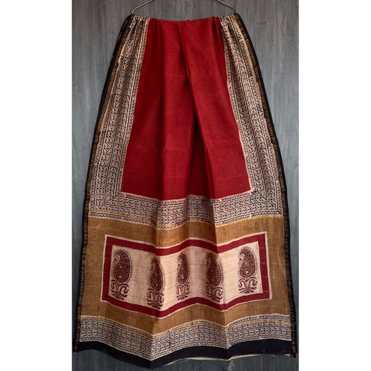 Hand Block Printed Chanderi Silk Saree