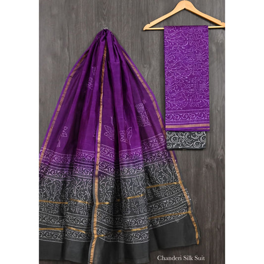 Bagru Printed Chanderi Silk Suit