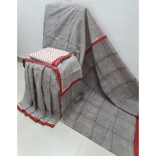 Bagru Block Printed Mul Mul Cotton Saree