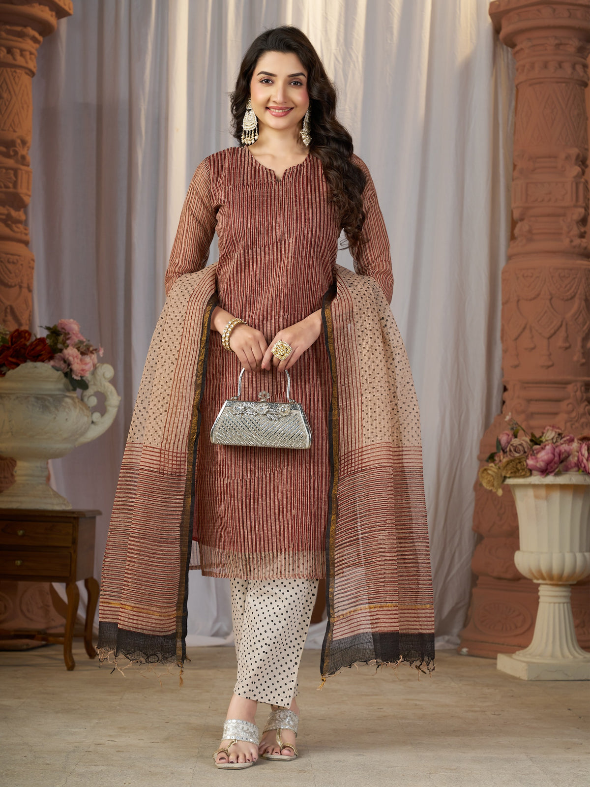 Stitched Kota Suit In Bagru Print