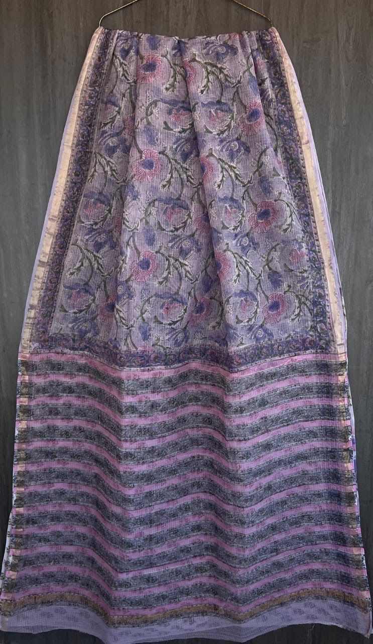 Handcrafted Bagru Kota Doria Saree