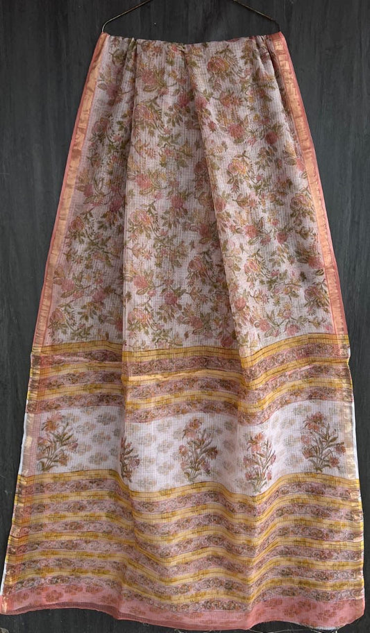 Premium Bagru Handblock Kota Doria Saree