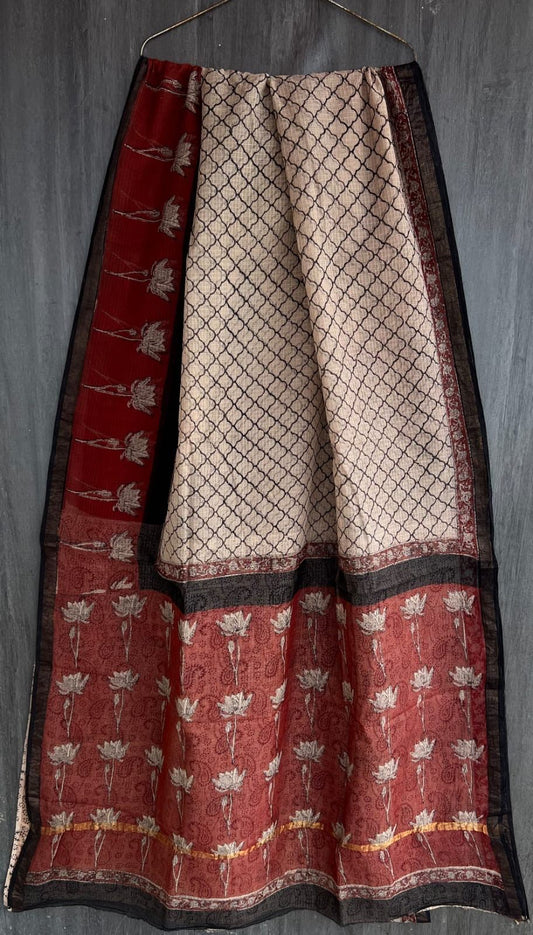 Heritage Bagru Handblock Kota Doria Saree