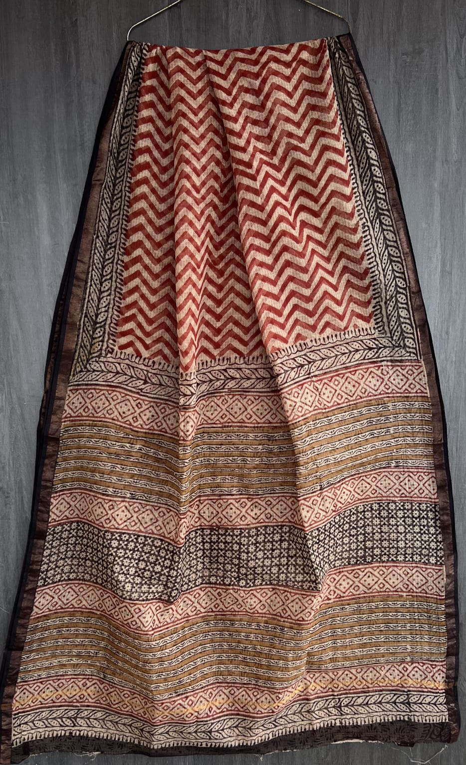 Designer Bagru Handblock Kota Doria Saree