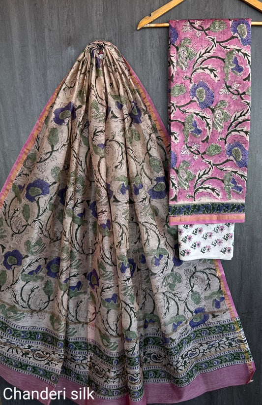 Luxury Handblock Chanderi Silk Suit