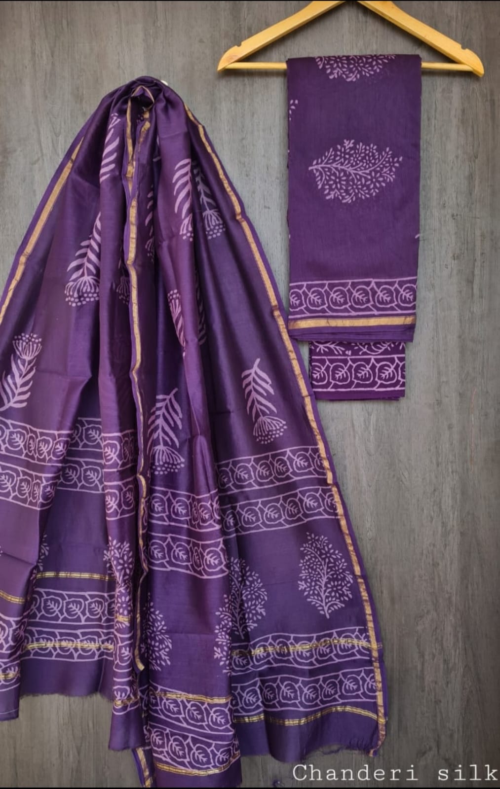 Elegant Discharge Print Chanderi Silk Suit