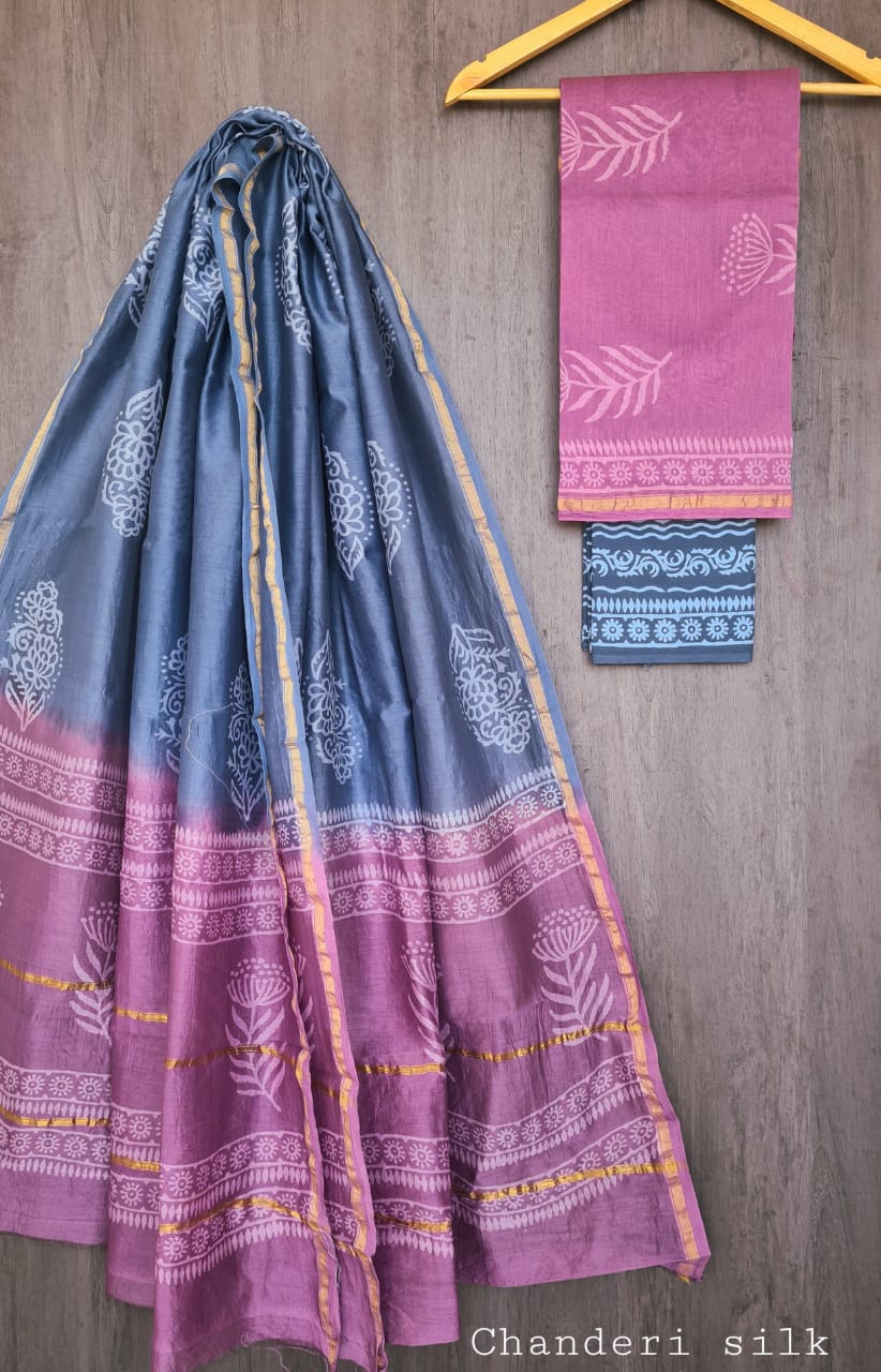 Traditional Chanderi Silk Printed Suit