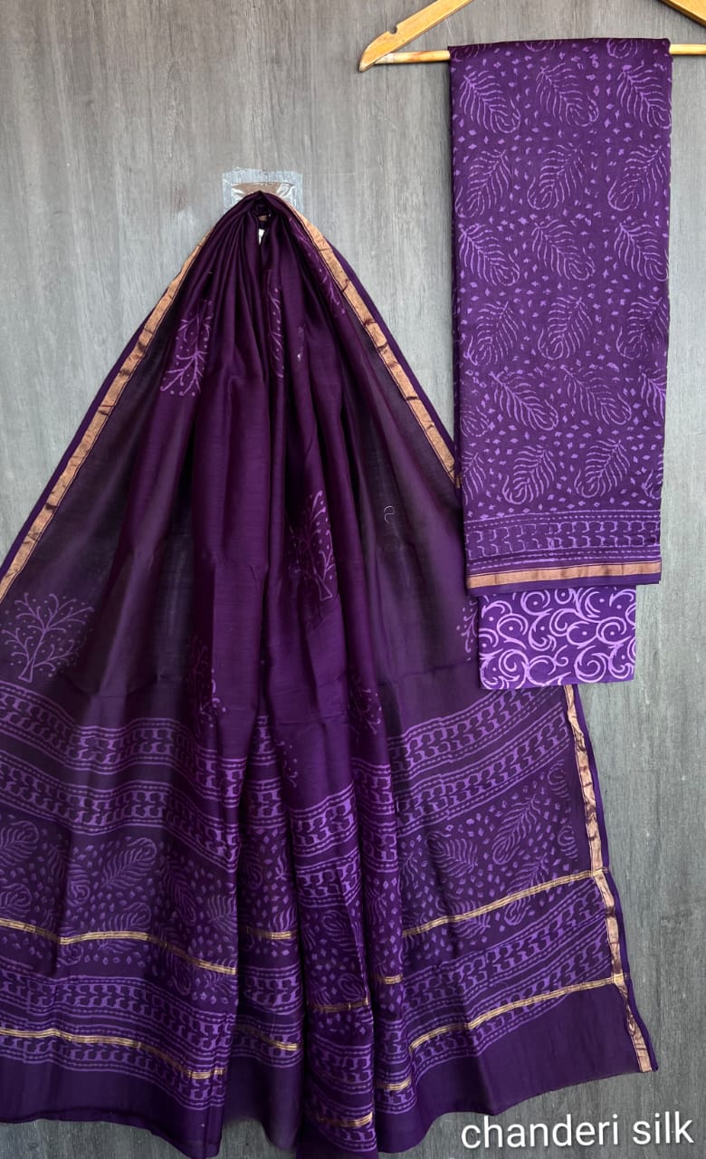 Discharge Printed Pure Chanderi Silk Suit