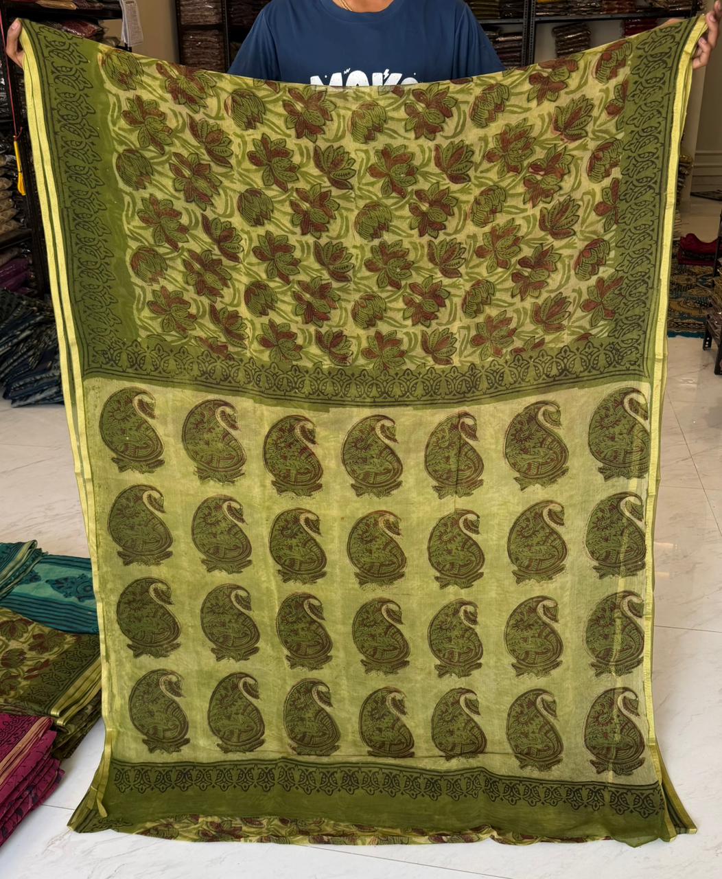 Traditional Ajrakh Double Diamond Saree