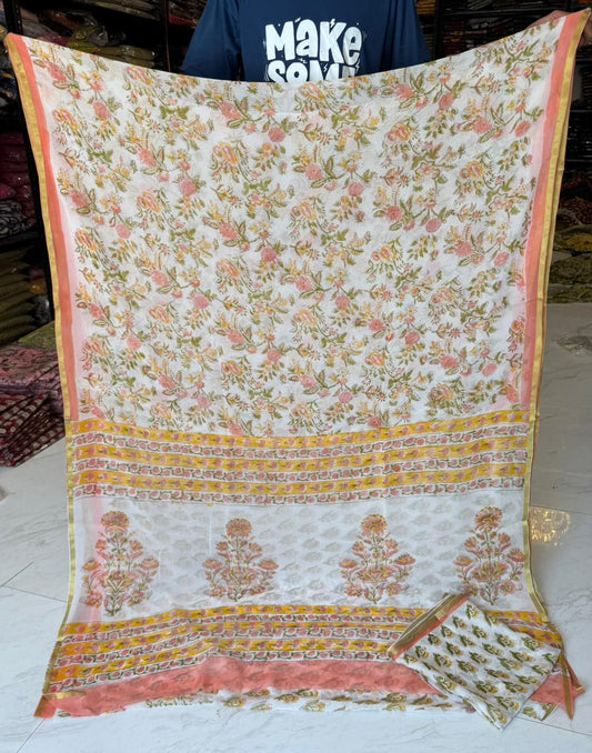 Pure Sanganeri Artisan Chiffon Saree