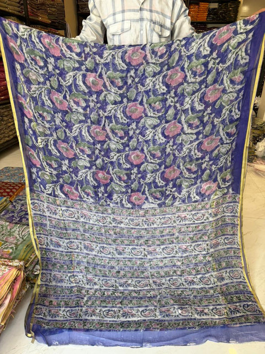 Elegant Sanganeri Print Chiffon Saree