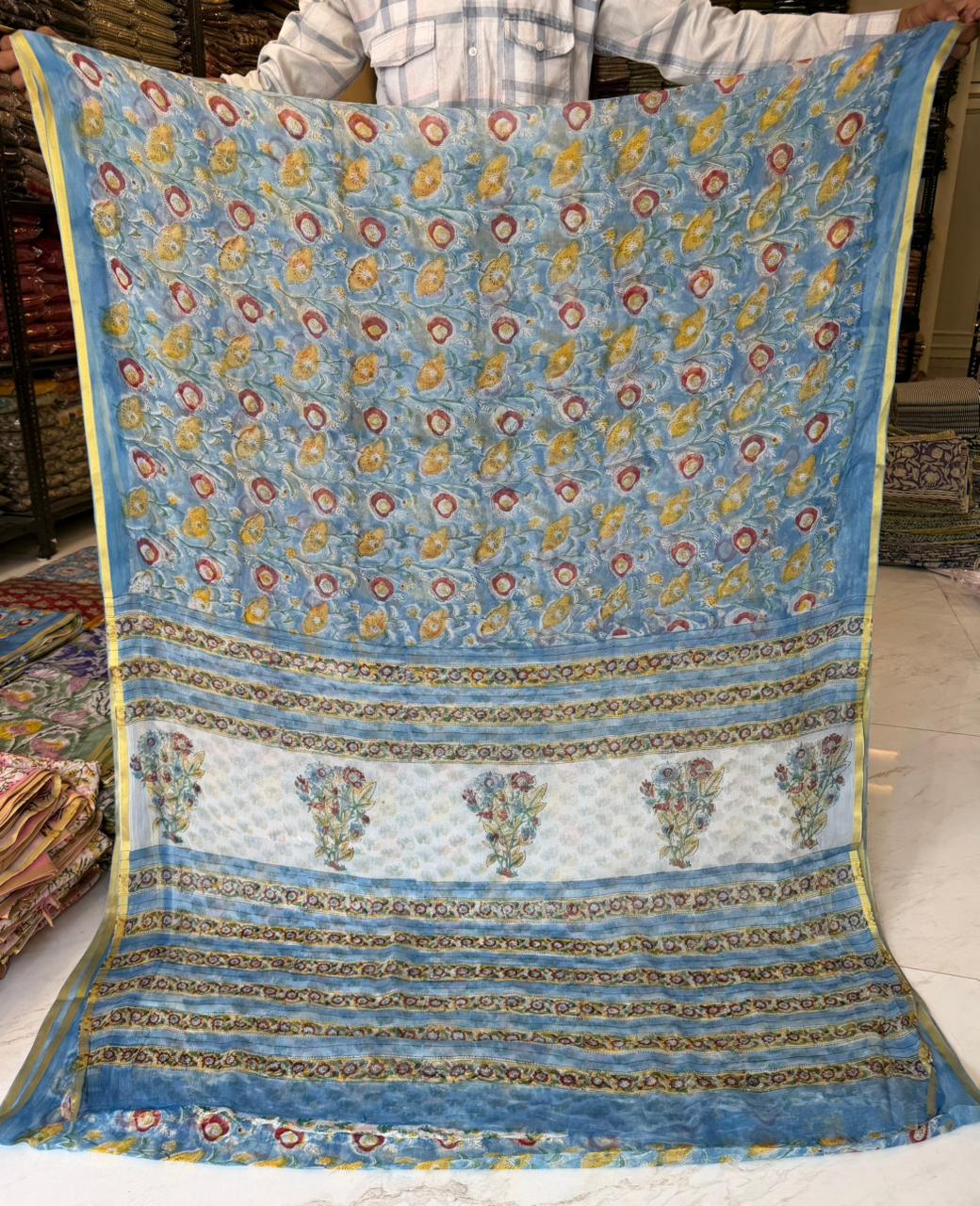 Handcrafted Sanganeri Chiffon Saree