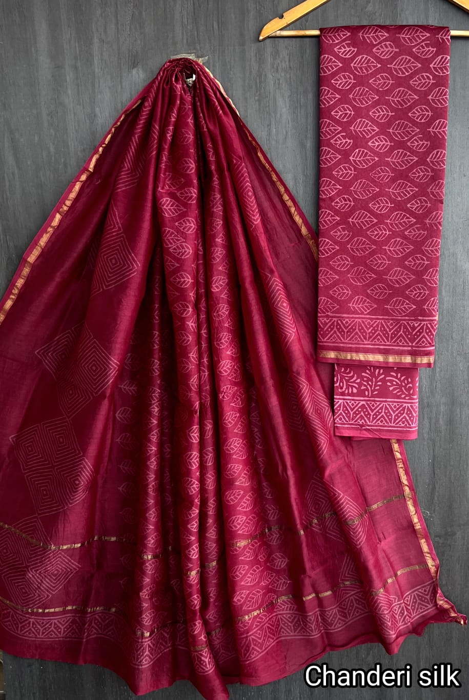 Designer Bagru Chanderi Silk Suit