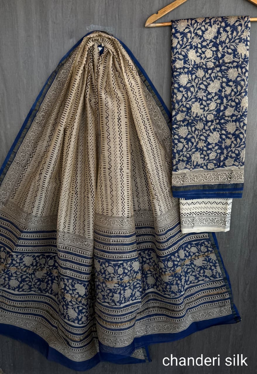 Heritage Bagru Chanderi Silk Suit