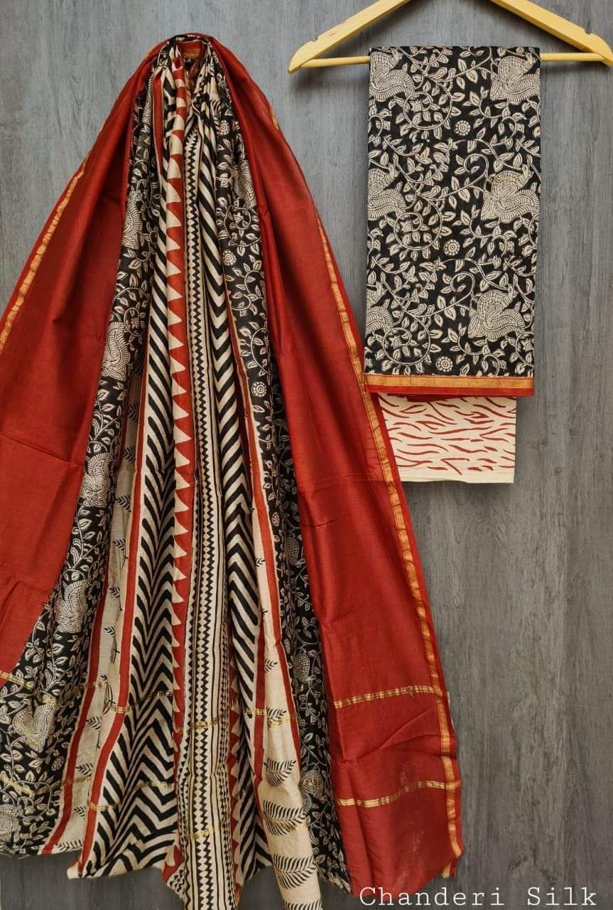 Traditional Bagru Printed Silk Suit