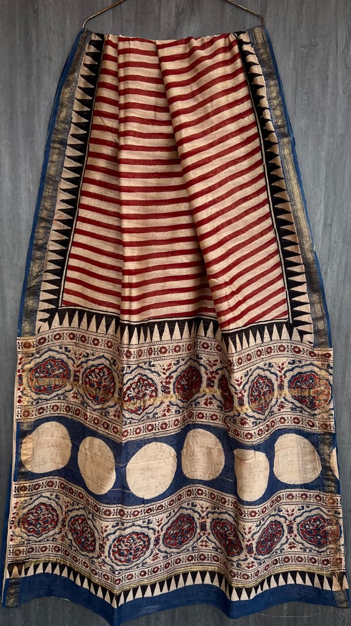 Ethnic Bagru Print Handwoven Saree