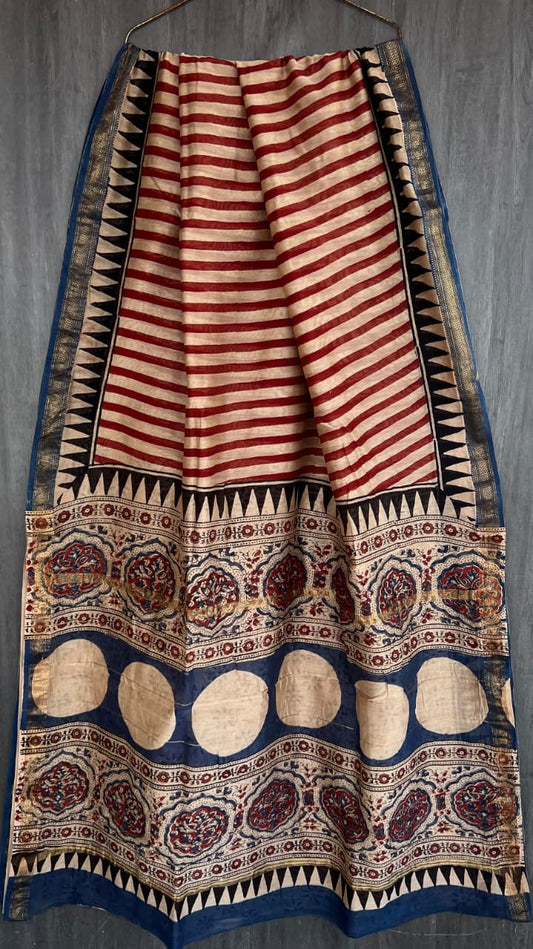 Ethnic Bagru Print Handwoven Saree