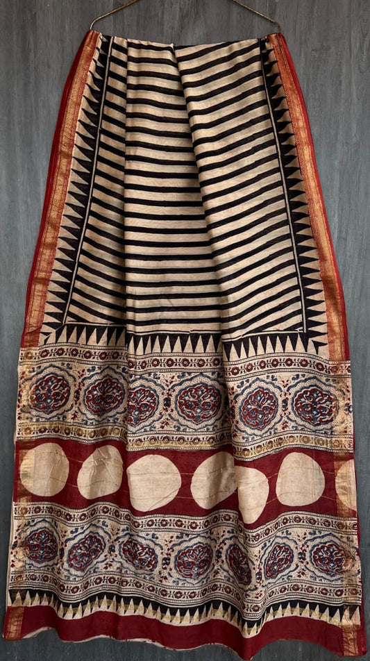Signature Bagru Print Maheshwari Collection Saree