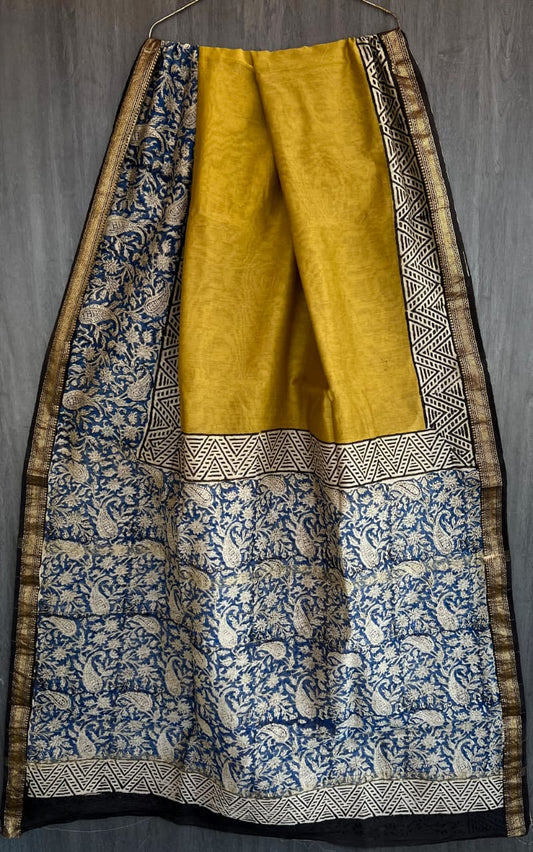 Luxury Bagru Print Maheshwari Weave Saree