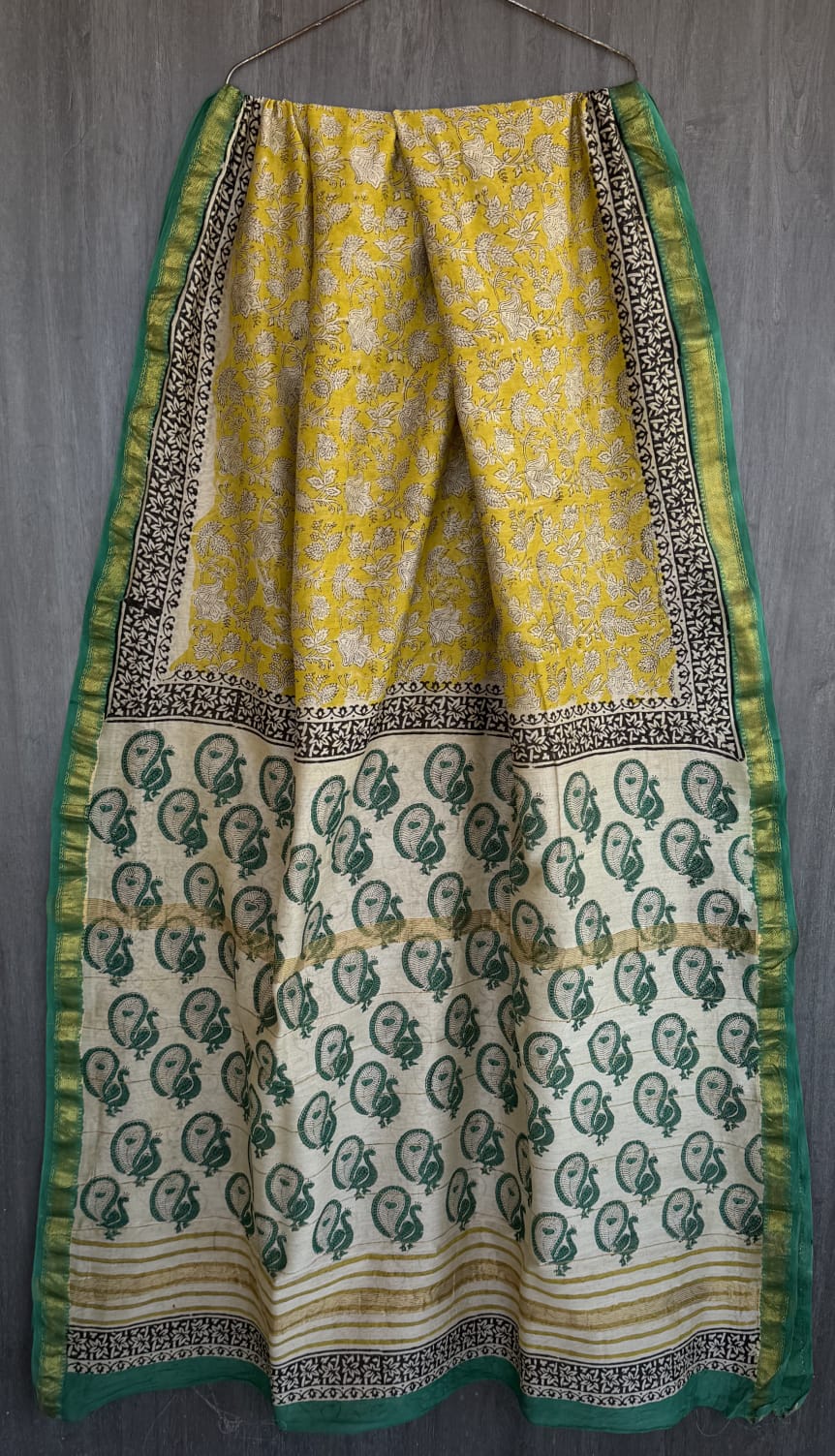 Heritage Bagru Print Maheshwari Saree