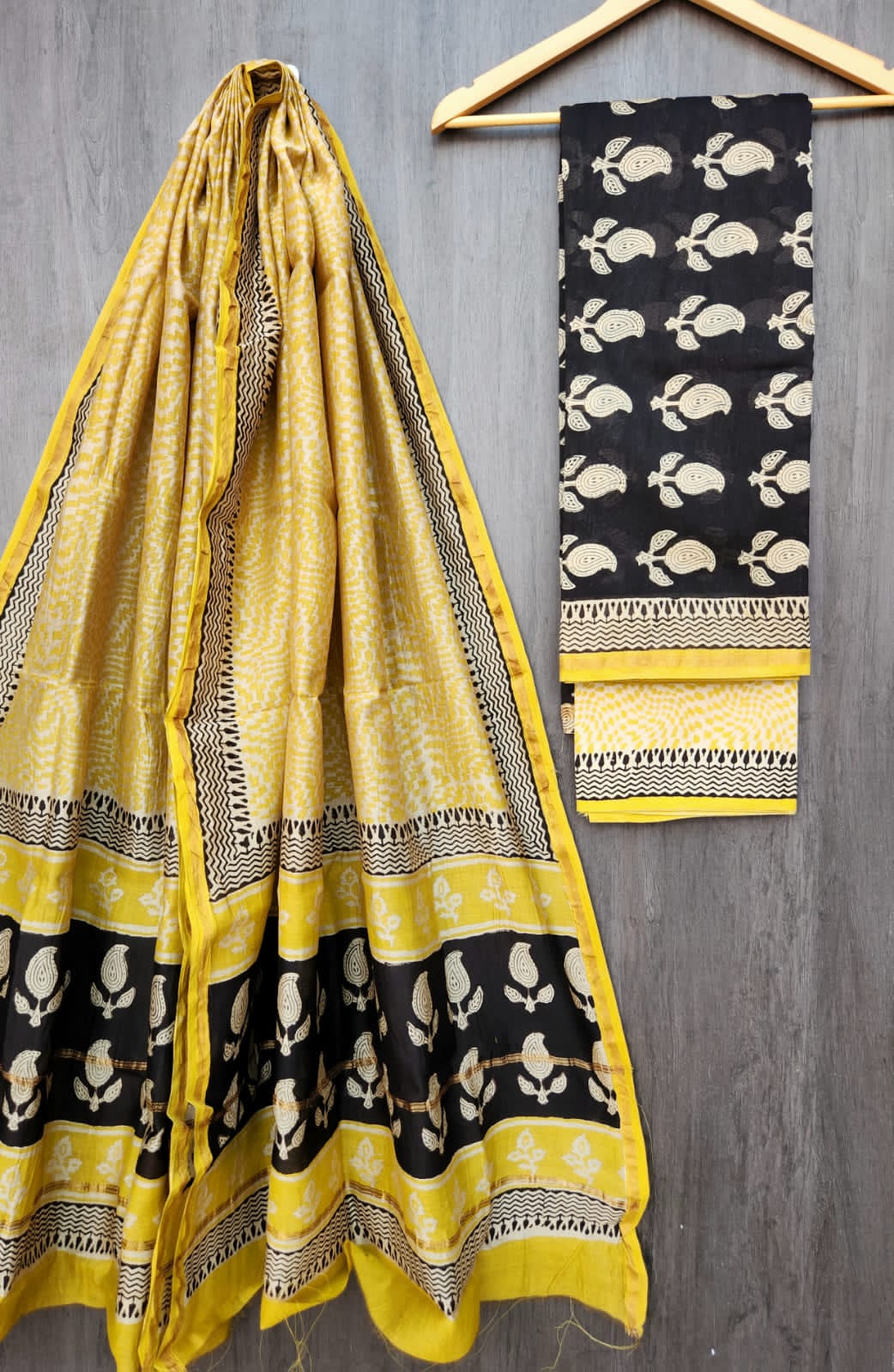 Cultural Bagru Printed Pure Silk Suit Set
