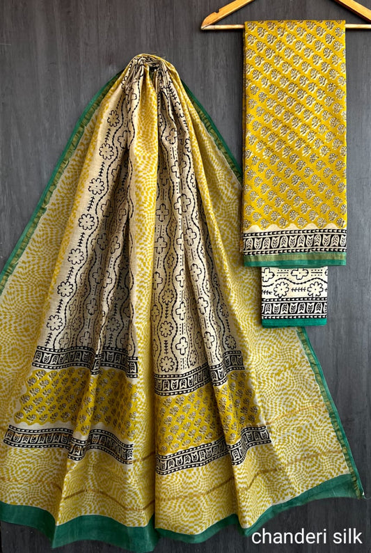 Royal Craft Bagru Printed Chanderi Suit