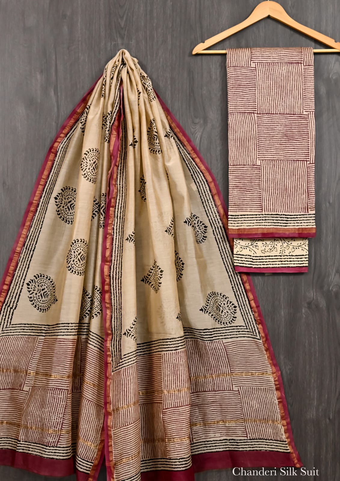 Majestic Bagru Printed Chanderi Silk Suit