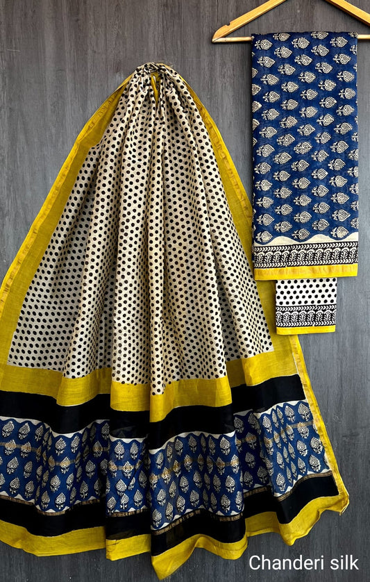 Noble Bagru Printed Silk Suit Collection