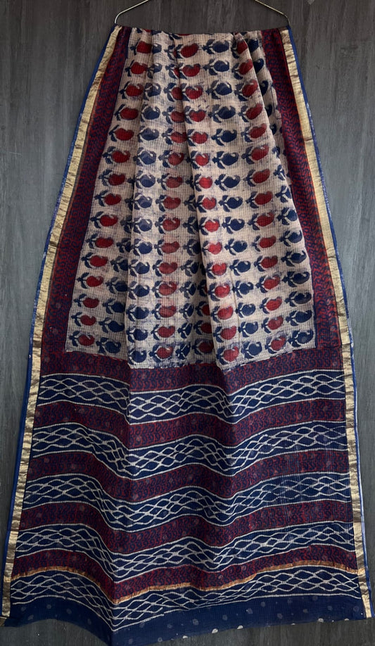 Artisan Badmeri Handblock Print Kota Cotton Saree
