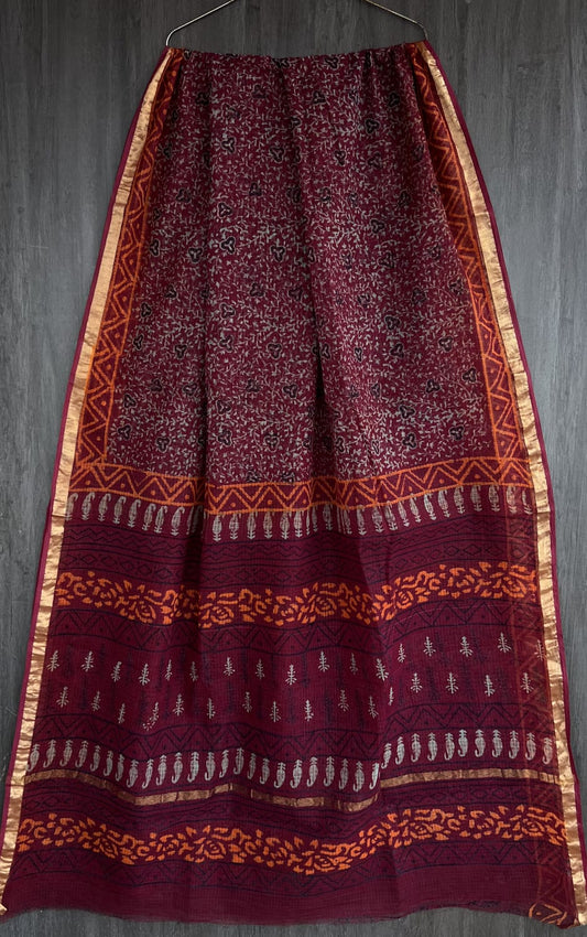 Elegant Badmeri Printed Pure Kota Cotton Weave Saree
