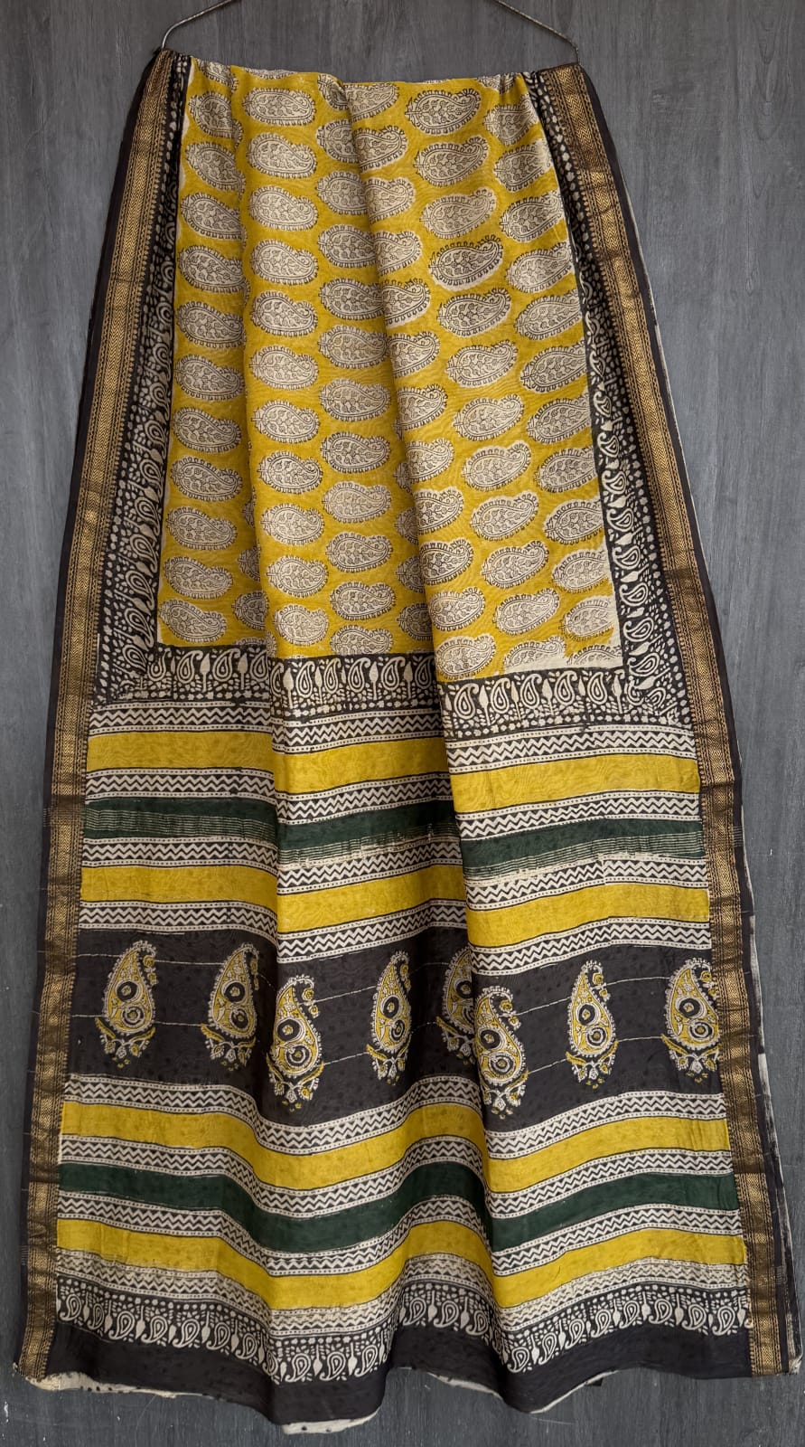Heritage Bagru Print Pure Maheshwari Silk Saree