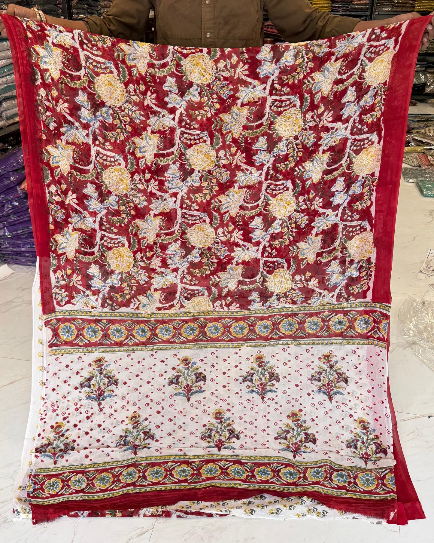 Graceful Sanganeri Print Pure Georgette Drape