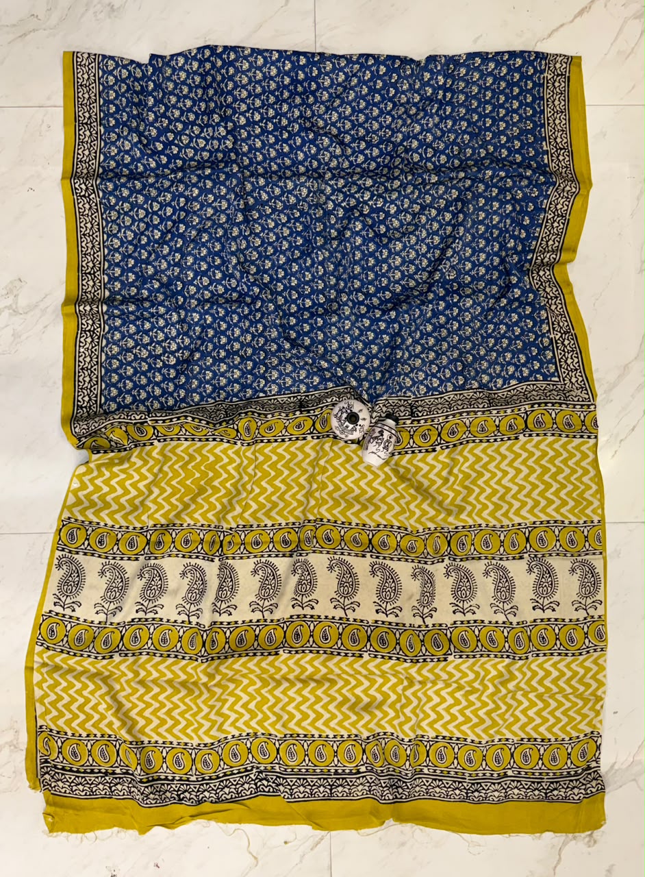 Blue Mustard Ethnic Saree