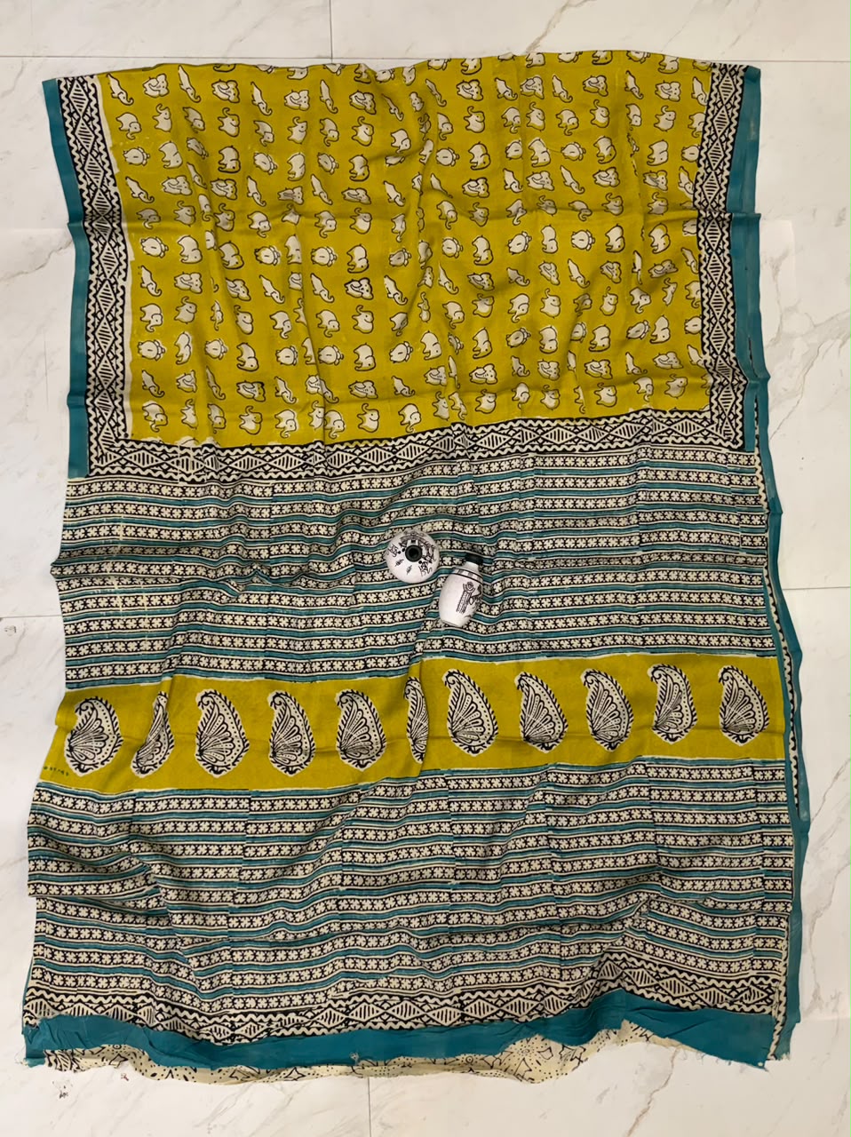 Classic Bagru Mustard Saree