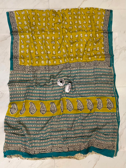 Classic Bagru Mustard Saree