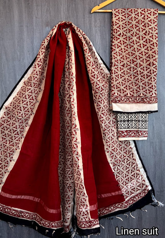Pure Linen Cotton Suit Bagru Traditional Buti Print