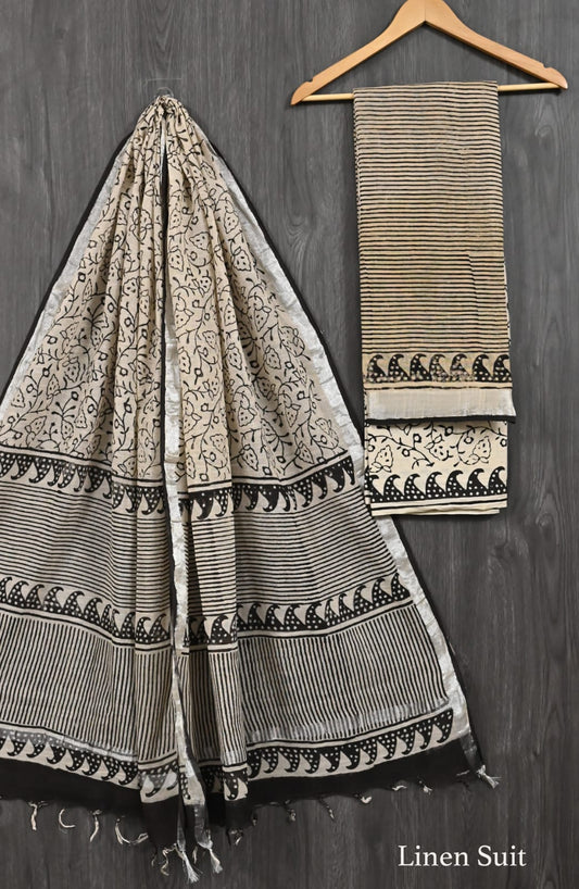 Pure Linen Cotton Suit Traditional Bagru Heritage Motif