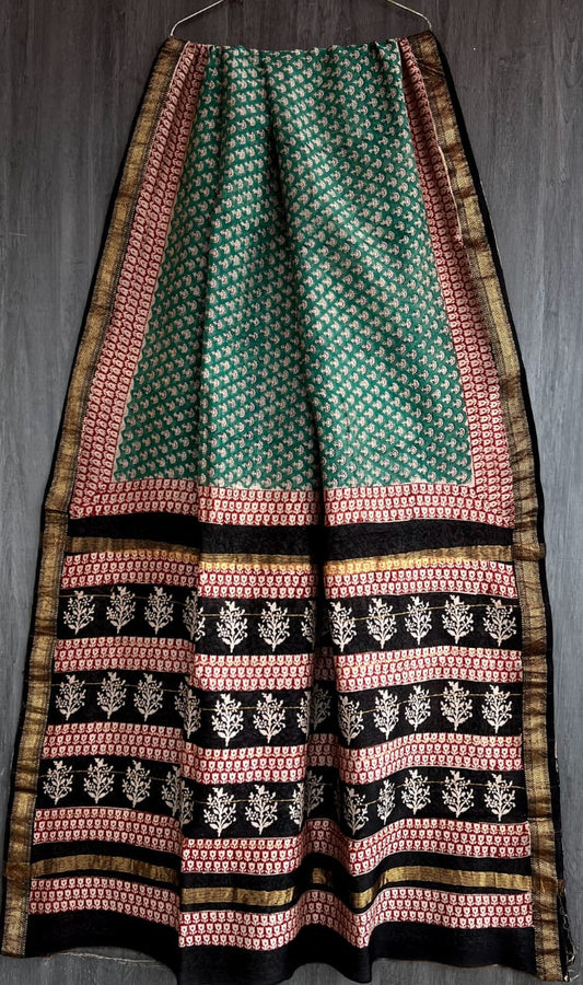 Pure Maheshwari Silk Saree Traditional Bagru Buti Design